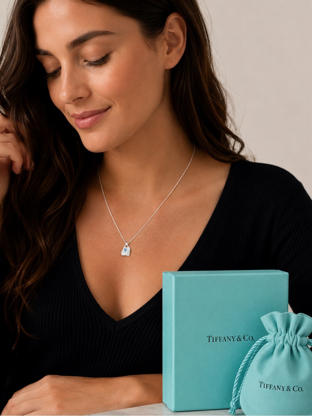 Tiffany & Co. Elsa Peretti Full Heart Pendant Necklace Sterling Silver 925👝